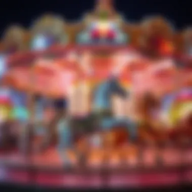 Enchanting Carousel Experience A vibrant carousel in a children's amusement park in Dubai, showcasing colorful horses and festive lights