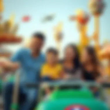 Family Bonding at Amusement Parks A family enjoying a fun day at a themed amusement park, surrounded by attractions and entertainment