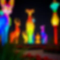 Illuminated sculptures at Dubai Garden Glow showcasing vibrant colors