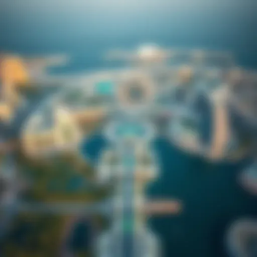 Architectural Brilliance of Dubai Island World Aerial view of Dubai Island World showcasing its architectural brilliance