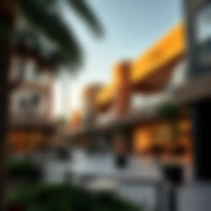 Modern shopping district featuring high-end retail and dining