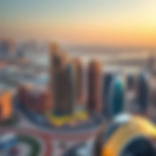 Panoramic view of Dubai's International City showcasing its unique architecture