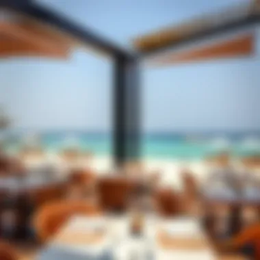 Modern beachfront dining options at La Mer with ocean view
