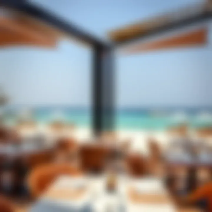 Modern beachfront dining options at La Mer with ocean view