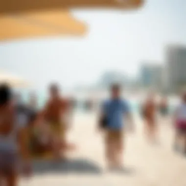 Lively Atmosphere at La Mer Beach Lively atmosphere at La Mer Beach with visitors enjoying recreational activities