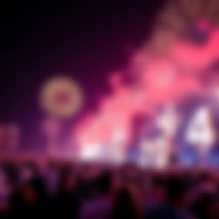 Celebration Amidst the Fireworks Crowd gathered to witness the New Year fireworks display