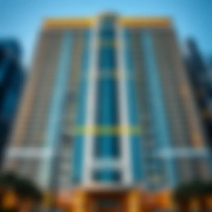 The stunning façade of Empire Heights Tower reflecting Dubai's modern architecture
