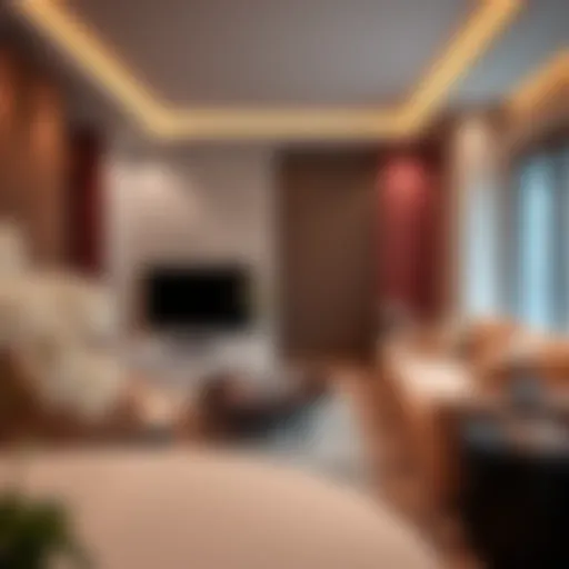Modern living room in a Karama flat showcasing spacious interiors