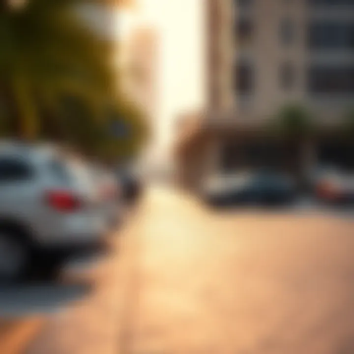 Serene Environment of Etihad Plaza A serene environment of Etihad Plaza with parked vehicles