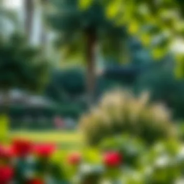 Serene Gardens Amidst Urban Life Serene garden setting in the heart of the city