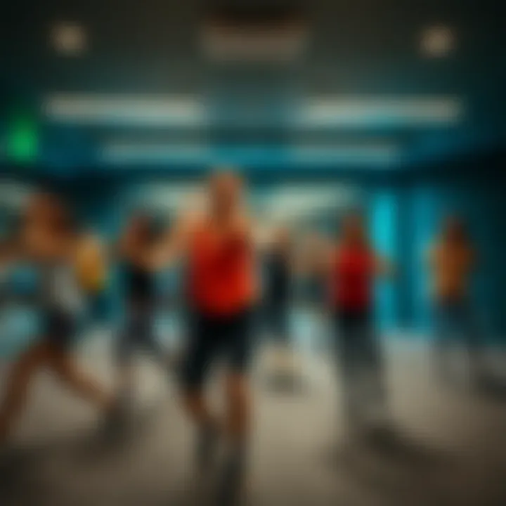 Group fitness class engaging participants in a vibrant environment