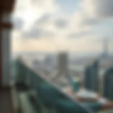 Panoramic view of Dubai from a high-rise hotel balcony