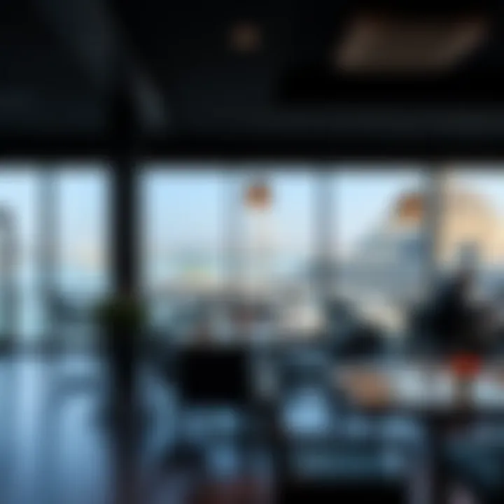 Stylish restaurant with a view of the waterfront