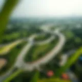 Aerial Perspective of the Cycling Track Aerial view of Hudayriat Cycling Track showcasing its winding paths and surrounding greenery