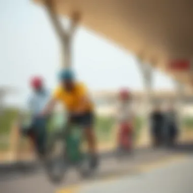 Community Engagement at the Cycling Track Local community members engaging in recreational activities at Hudayriat Cycling Track