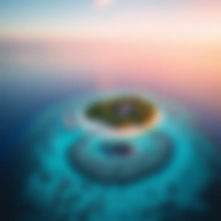 A stunning aerial view of a secluded island with crystal clear waters