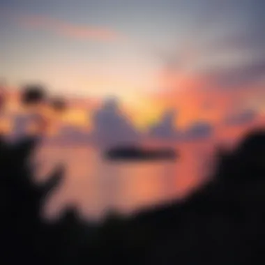 A picturesque sunset over a tranquil island landscape