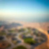 Aerial Perspective of Jazira Al Hamra Aerial view showcasing the unique landscape of Jazira Al Hamra