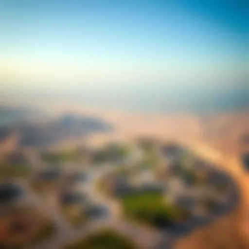 Aerial Perspective of Jazira Al Hamra Aerial view showcasing the unique landscape of Jazira Al Hamra