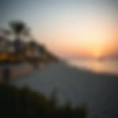 Jumeirah Bay Beach Sunset A serene view of Jumeirah Bay Beach at sunset