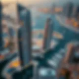Aerial view showcasing the architectural design of Marina Towers