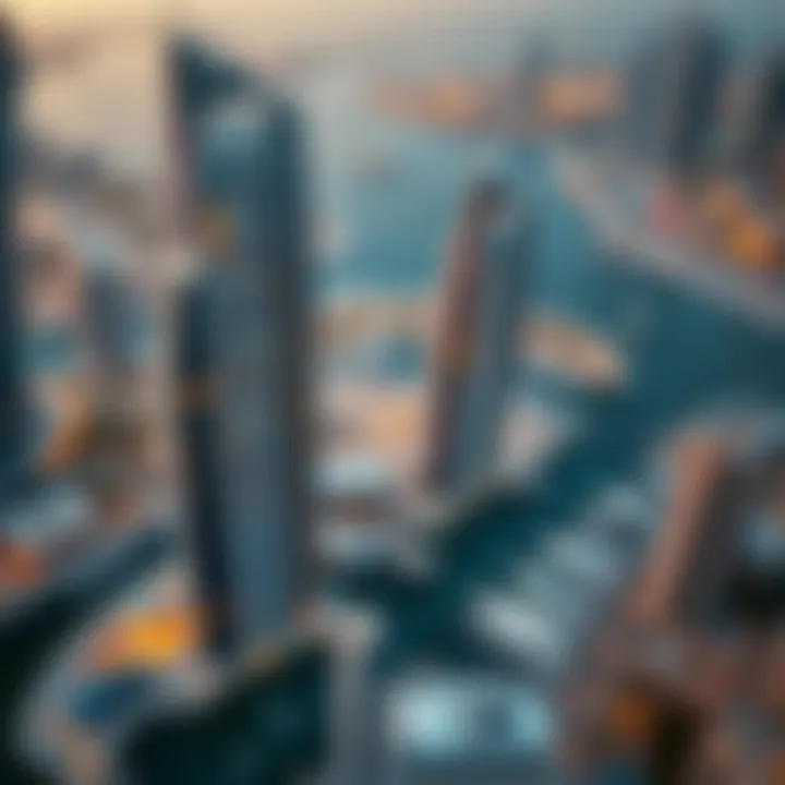 Aerial view showcasing the architectural design of Marina Towers