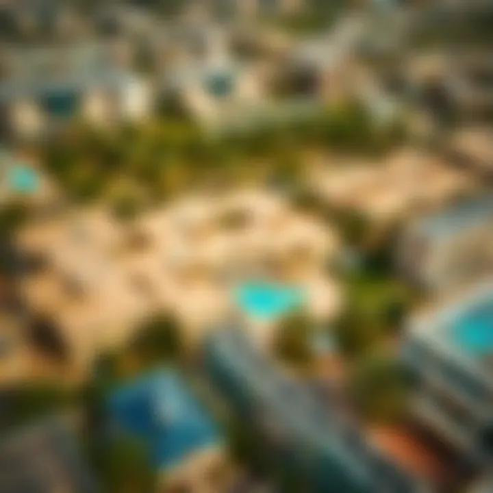 Aerial view of a neighborhood in Dubai, showcasing amenities and lifestyle
