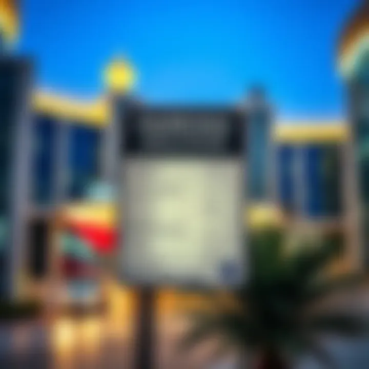 Signage indicating parking rates and regulations within the mall premises