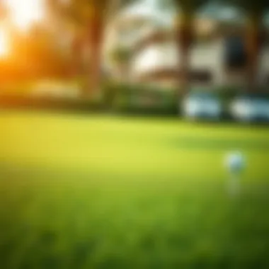 Close-up of a beautifully manicured golf green in Dubai