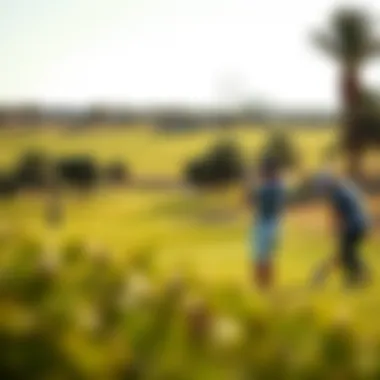 Golfers enjoying a sunny day on a scenic Dubai golf course