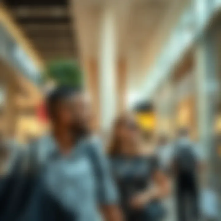 Tourists enjoying their shopping experience at a premium outlet mall