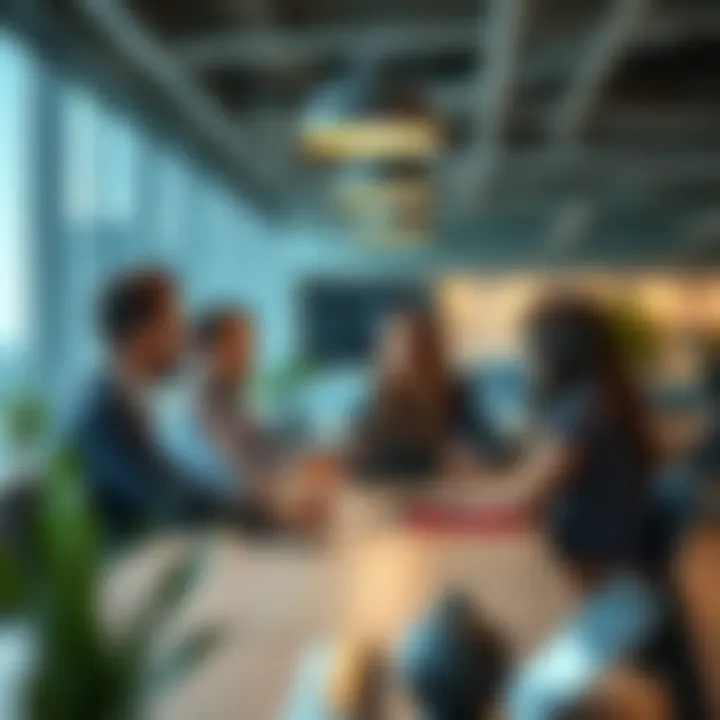 Collaboration in a Flexible Workspace Business professionals collaborating in a flexible workspace