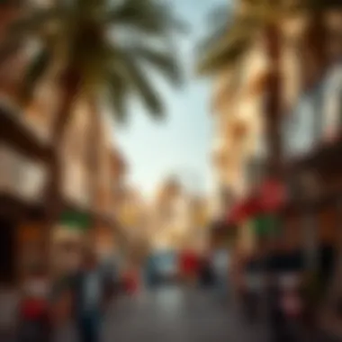 Vibrant Neighborhood: The Heartbeat of Dubai Living A bustling street scene in a vibrant neighborhood of Dubai, reflecting local culture and lifestyle