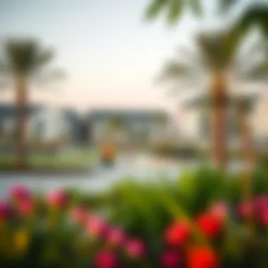 Community Park: Embracing Outdoor Living in Dubai A serene community park in a Dubai neighborhood with families enjoying outdoor activities