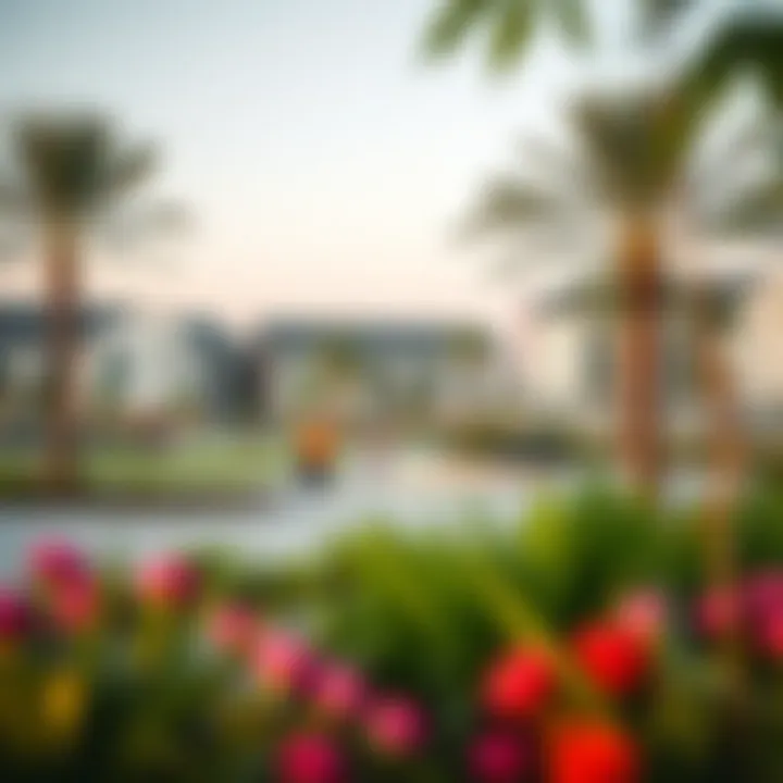 Community Park: Embracing Outdoor Living in Dubai A serene community park in a Dubai neighborhood with families enjoying outdoor activities