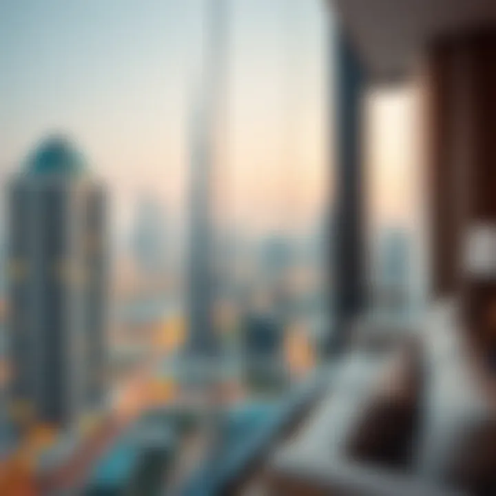 Vibrant Dubai skyline view from a rental apartment
