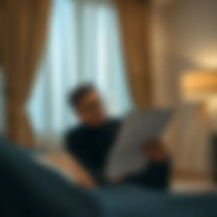 Tenant reviewing rental contract and checklist