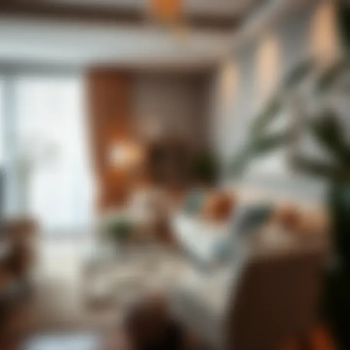 A cozy room showcasing rental furniture and decor