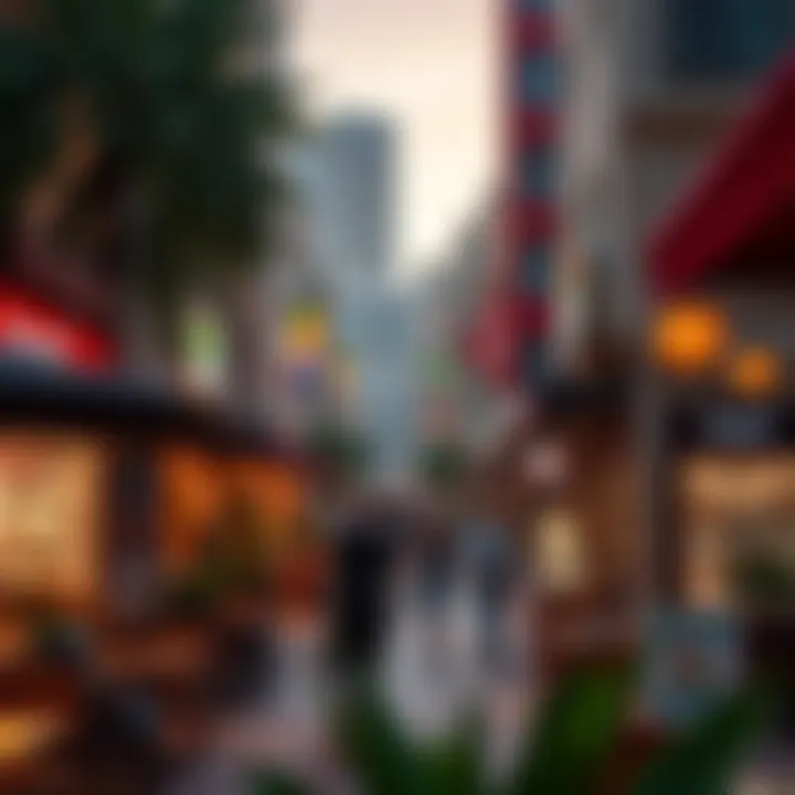 Lively streets of Tecom filled with cafes and shops