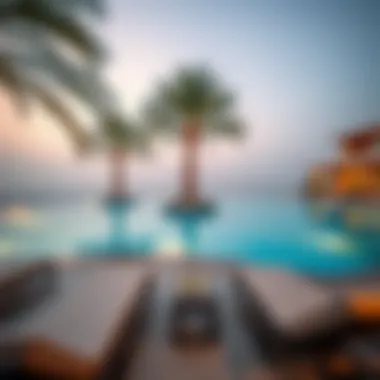 Elegant infinity pool with luxurious loungers and palm trees