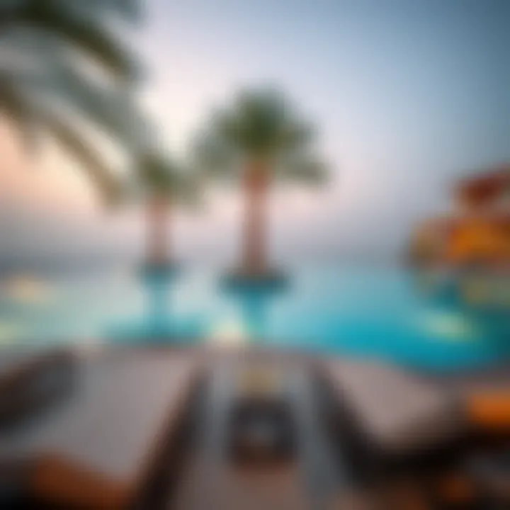 Elegant infinity pool with luxurious loungers and palm trees