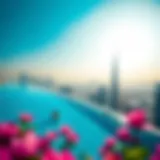 Infinity Pool with Dubai Skyline Stunning view of an infinity pool overlooking Dubai's skyline