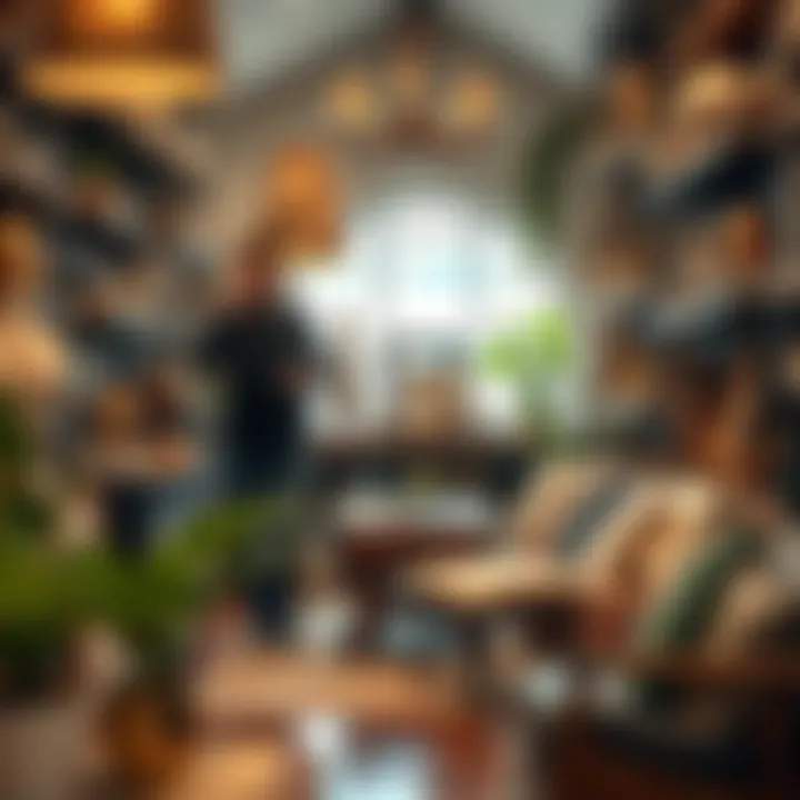 Artisan showcasing unique home decor items in a cozy boutique