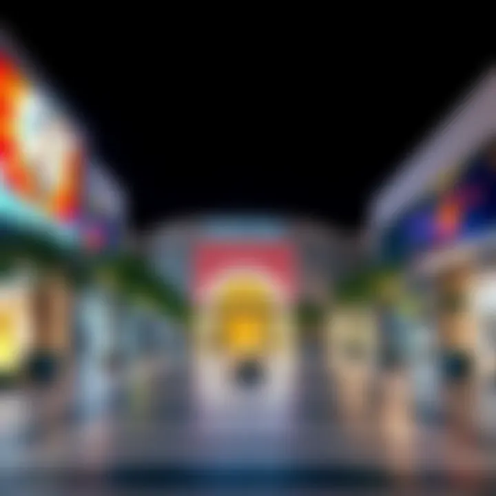 A tranquil scene of Dubai Mall's entrance after closing hours