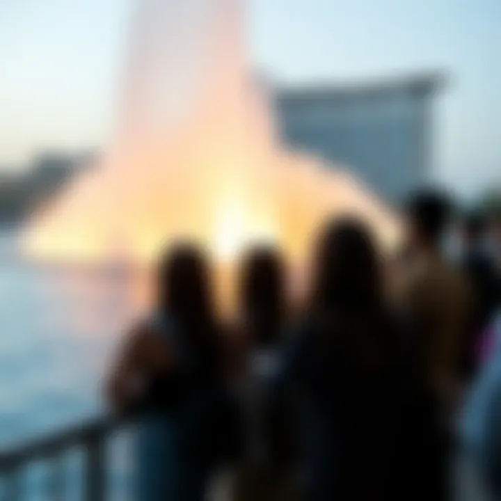 Visitors admiring the fountain performance