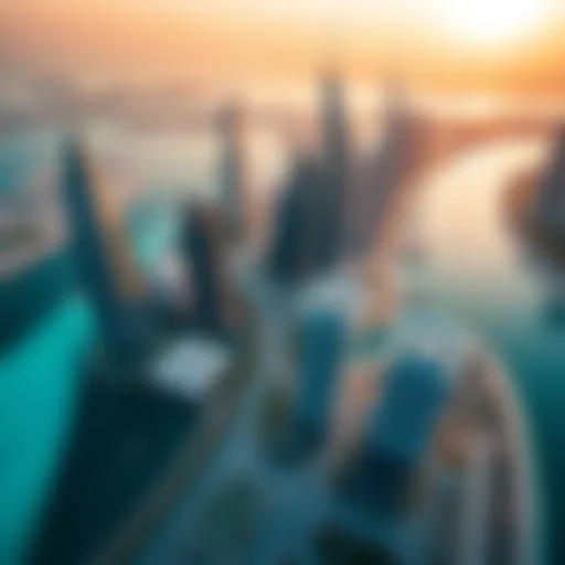 Aerial view of Du Business Bay showcasing modern skyscrapers