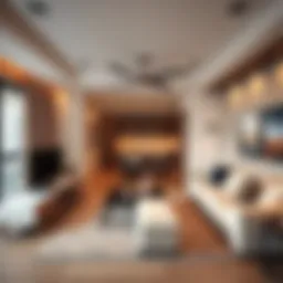 A modern one-bedroom apartment with stylish interior design in Dubai