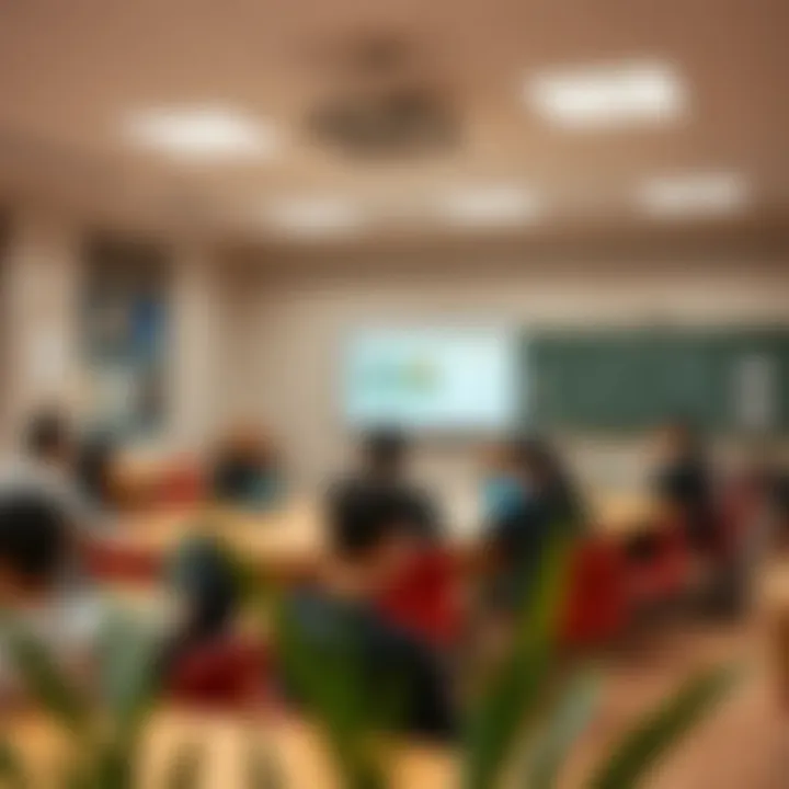 Classroom setting with students engaged in collaborative learning