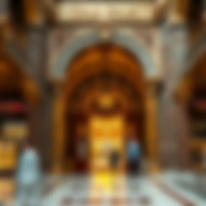 An ornate entrance to the Gold Souk, highlighting its architectural beauty.