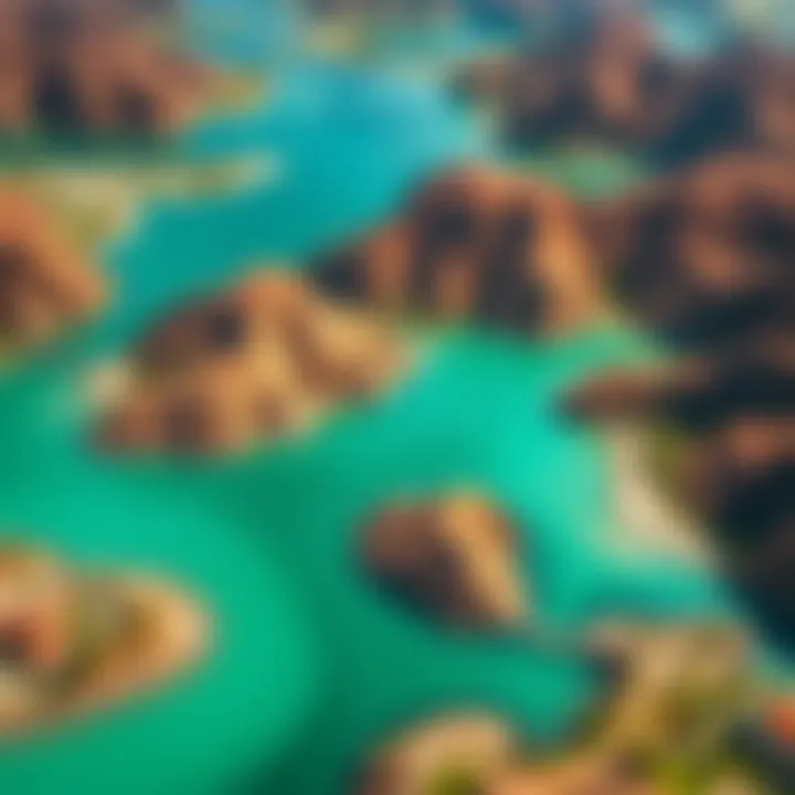 Aerial view of Hatta Lakes showcasing their turquoise waters and lush surroundings